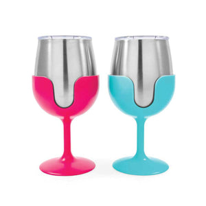Camco Wine Tumbler Set Blue/Pink #51915