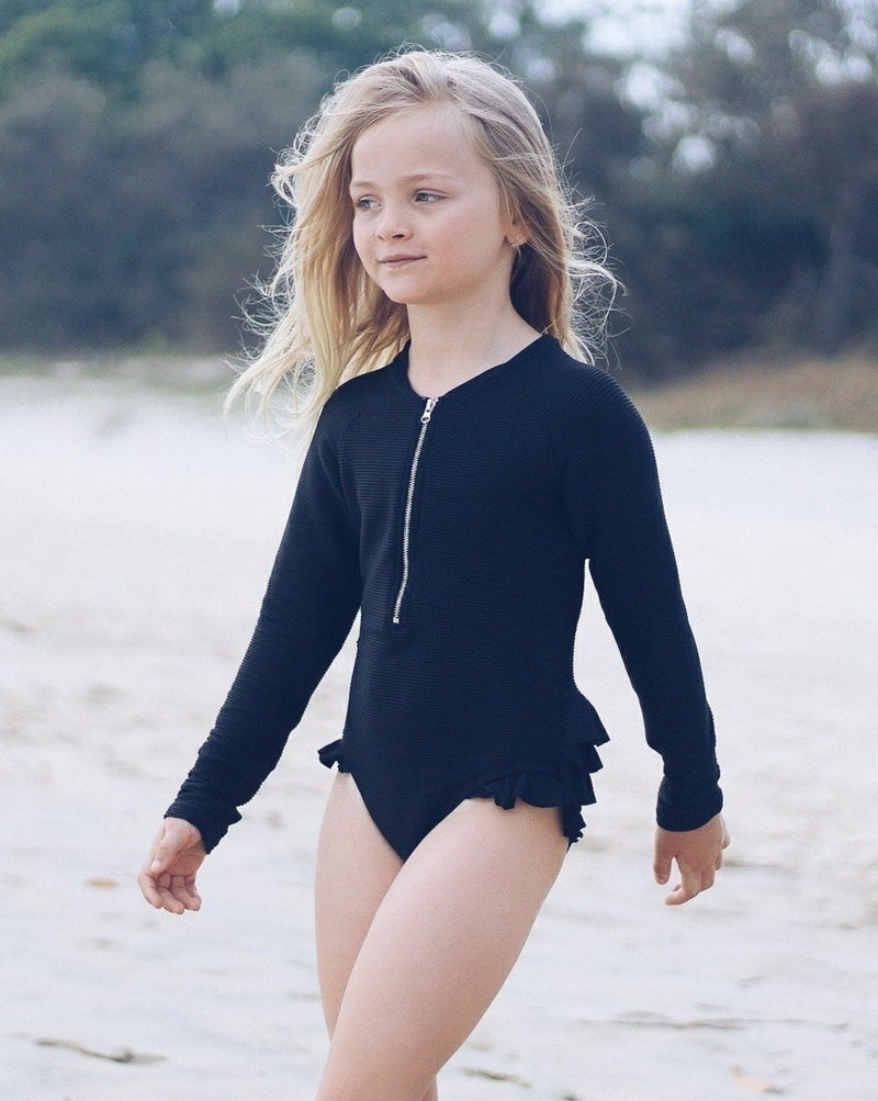 Girls Long Sleeve Bathers, One Piece Swimsuit