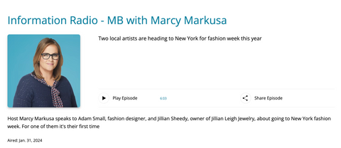 Jillian Leigh's Interview with CBC Radio for New York Fashion Week