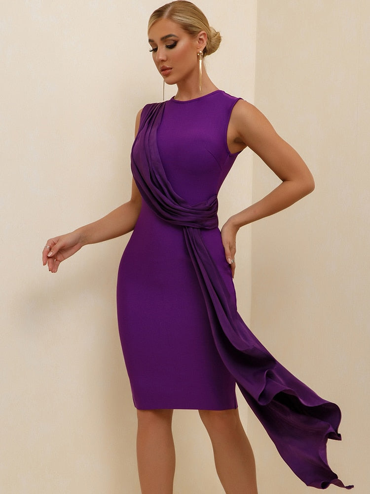 Midi Bandage Dress Purple Bodycon Dress Evening Party Elegant Sexy Bir –  Bella Fancy Dresses US