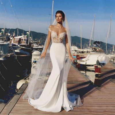 Off the Shoulder Mermaid Wedding Dresses Vintage Cheap Bridal Gown