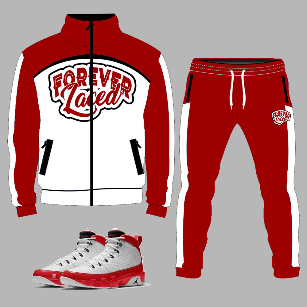 red and white jordan tracksuit