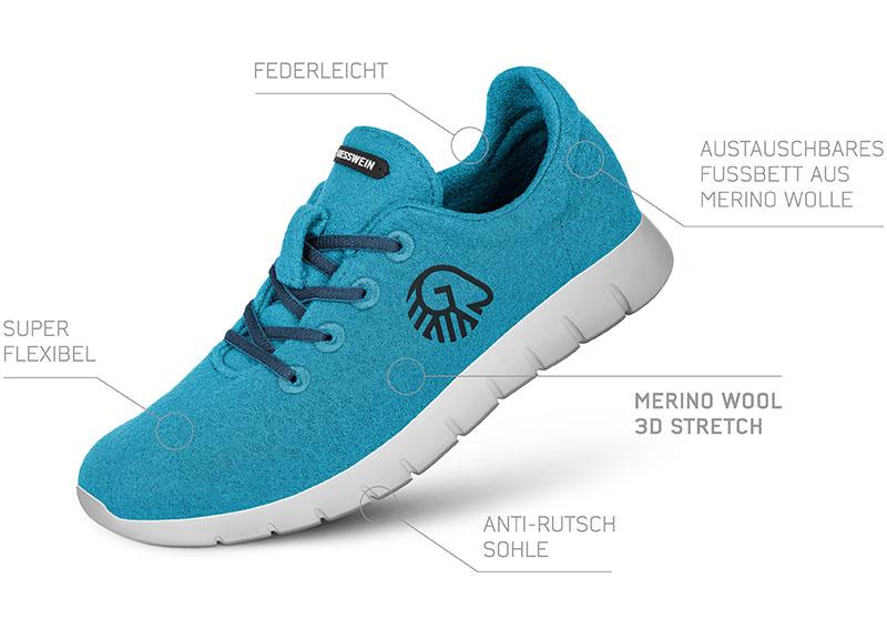 Merino Schuhe breite Füße