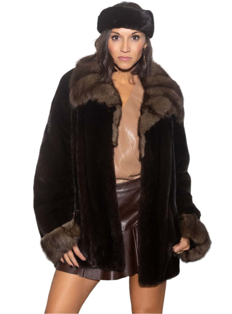 Russian Sable Fur Coat with Shawl Collar