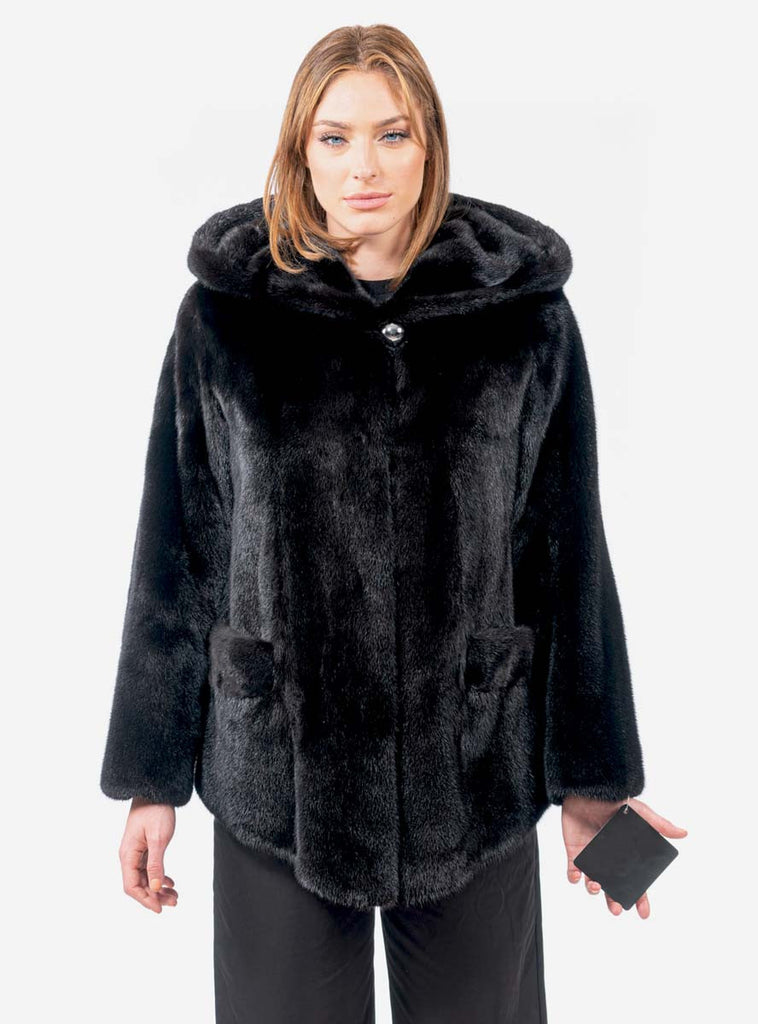 Women's Natural Ranch SAGA Mink Fur Jacket with Shawl Collar