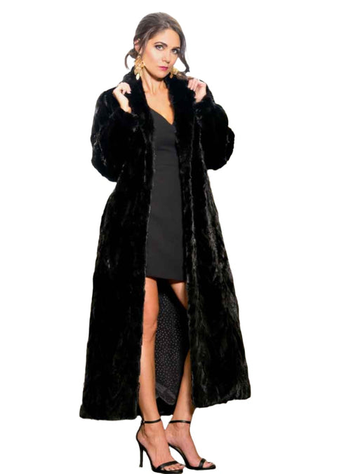 Women S Mink Fur Coat With Shawl Collar And Bracelet Cuffs Henig