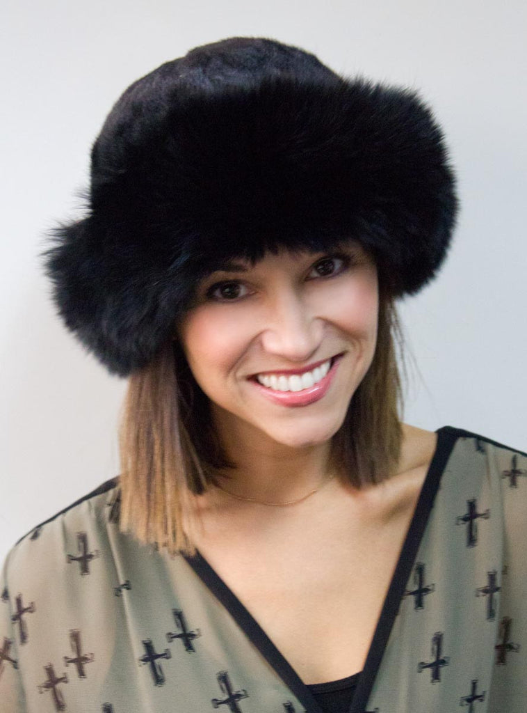 Women Hats - Mink & Fox Fur Ball Cap Pom Poms Winter Hat For Women
