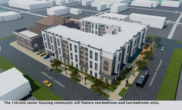 The 120-unit senior housing community will feature one-bedroom and two-bedroom units.