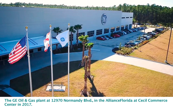 The GE Oil & Gas plant at 12970 Normandy Blvd., in the AllianceFlorida at Cecil Commerce Center in 2017.