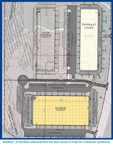 Building 1 at Westlake Industrial Park has been leased to Frida for a domestic warehouse.