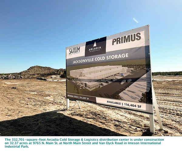 The 332,701-square-foot Arcadia Cold Storage & Logistics distribution center is under construction on 32.37 acres at 9765 N. Main St. at North Main Street and Van Dyck Road in Imeson International Industrial Park.