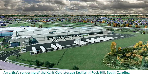 An artist's rendering of the Karis Cold storage facility in Rock Hill, South Carolina.