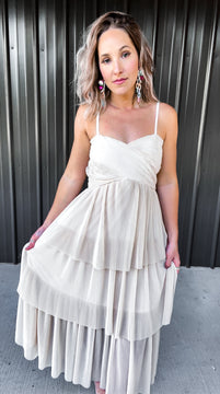 Cream Flowy Midi Dress