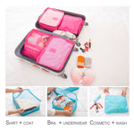 6 Pieces Set - Nylon Packing Cubes and Pouches