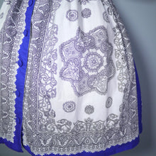 Load image into Gallery viewer, BLUE AND WHITE 50s PAISLEY SCARF PRINT RHONA ROY COTTON DRESS - S
