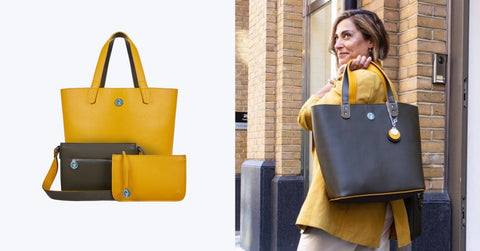 Ethically Made Bags - Slow Fashion Vegan Collection  Yellow Tote Bag, Yellow Clutch NOT fast fashion 
