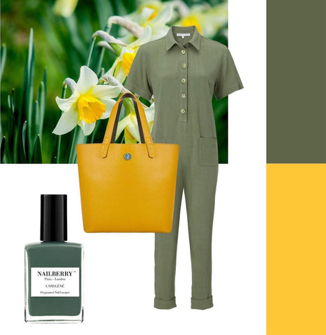 Dressing for Spring Green &amp; yellow outfit | Yellow tote bag