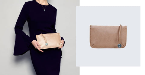 Christmas Party Outfit Idea, The classic Black Dress + Gold Clutch bag 
