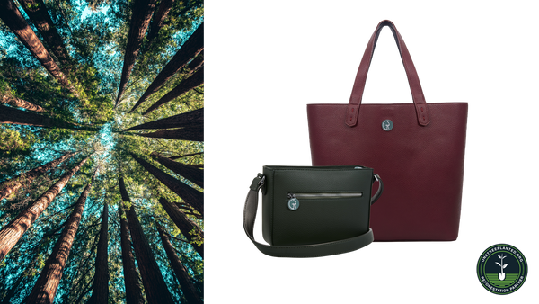  Deforestation, Tree in Amazon  | Green  Vegan Cross Body Bag, Red Faux Leather Tote, 