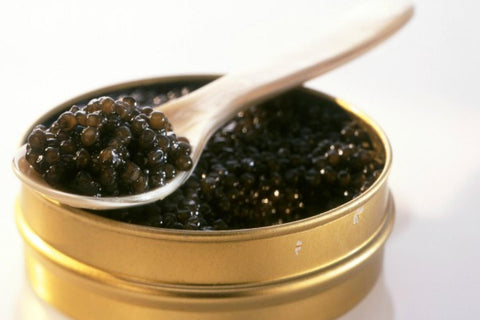 caviar with wooden spoon
