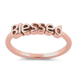 Sterling Silver Rose Gold Plated "Blessed" Ring