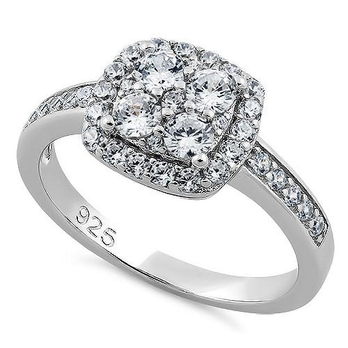 Sterling Silver Halo CZ Ring