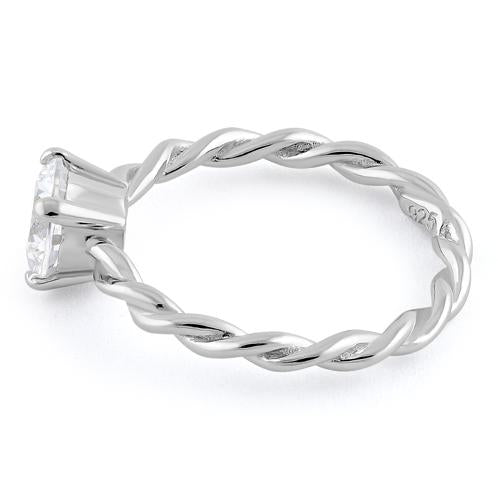 Sterling Silver Clear Twisted Band CZ Ring