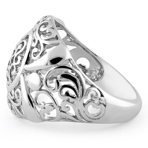 Sterling Silver intricate Hearts & Vines Ring for Sale - Dreamland Jewelry