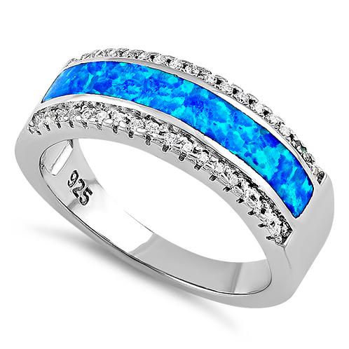 sterling silver blue lab opal eternity band 5mm