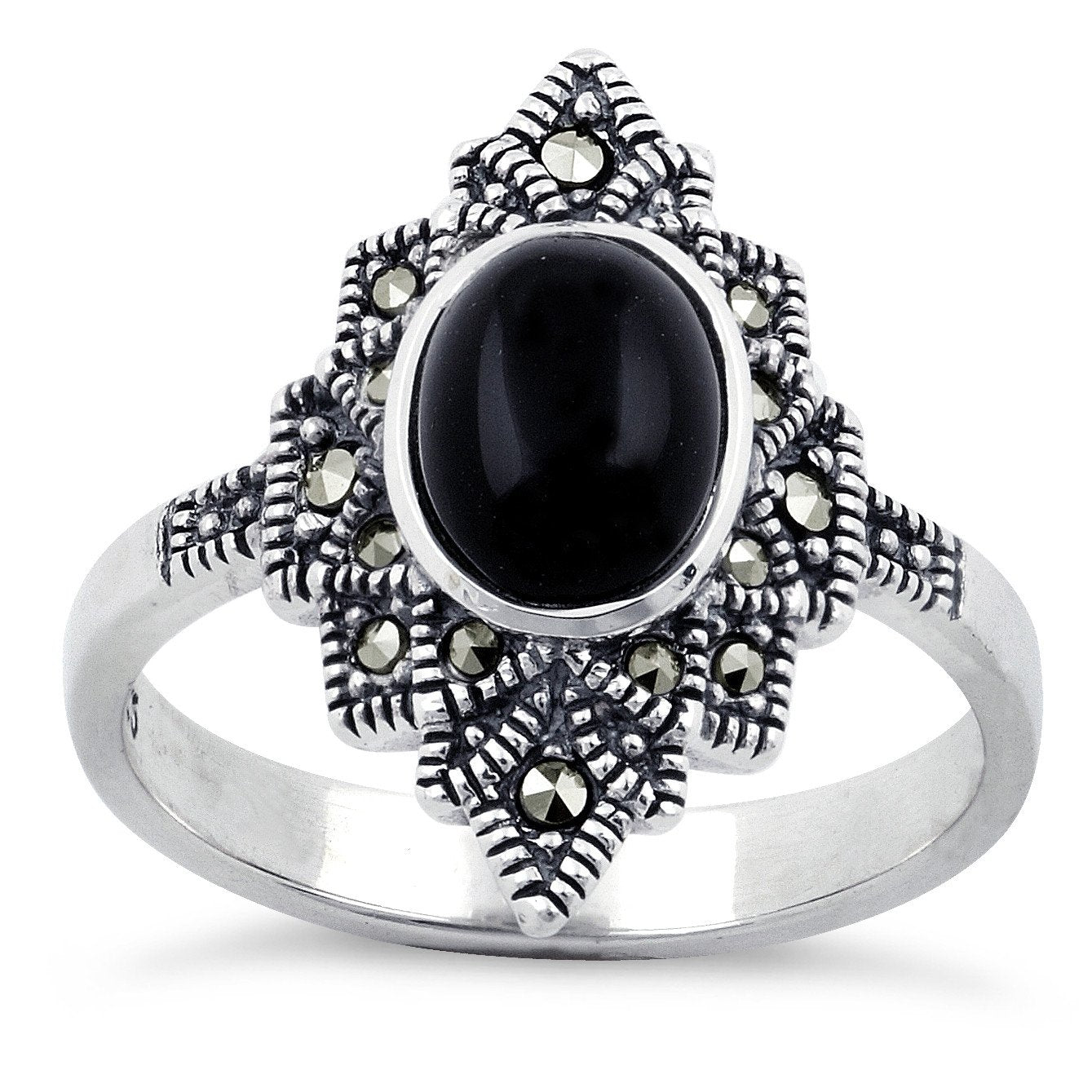 black onyx silver ring
