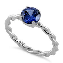 Load image into Gallery viewer, Sterling Silver Tanzanite Twisted Band CZ Ring