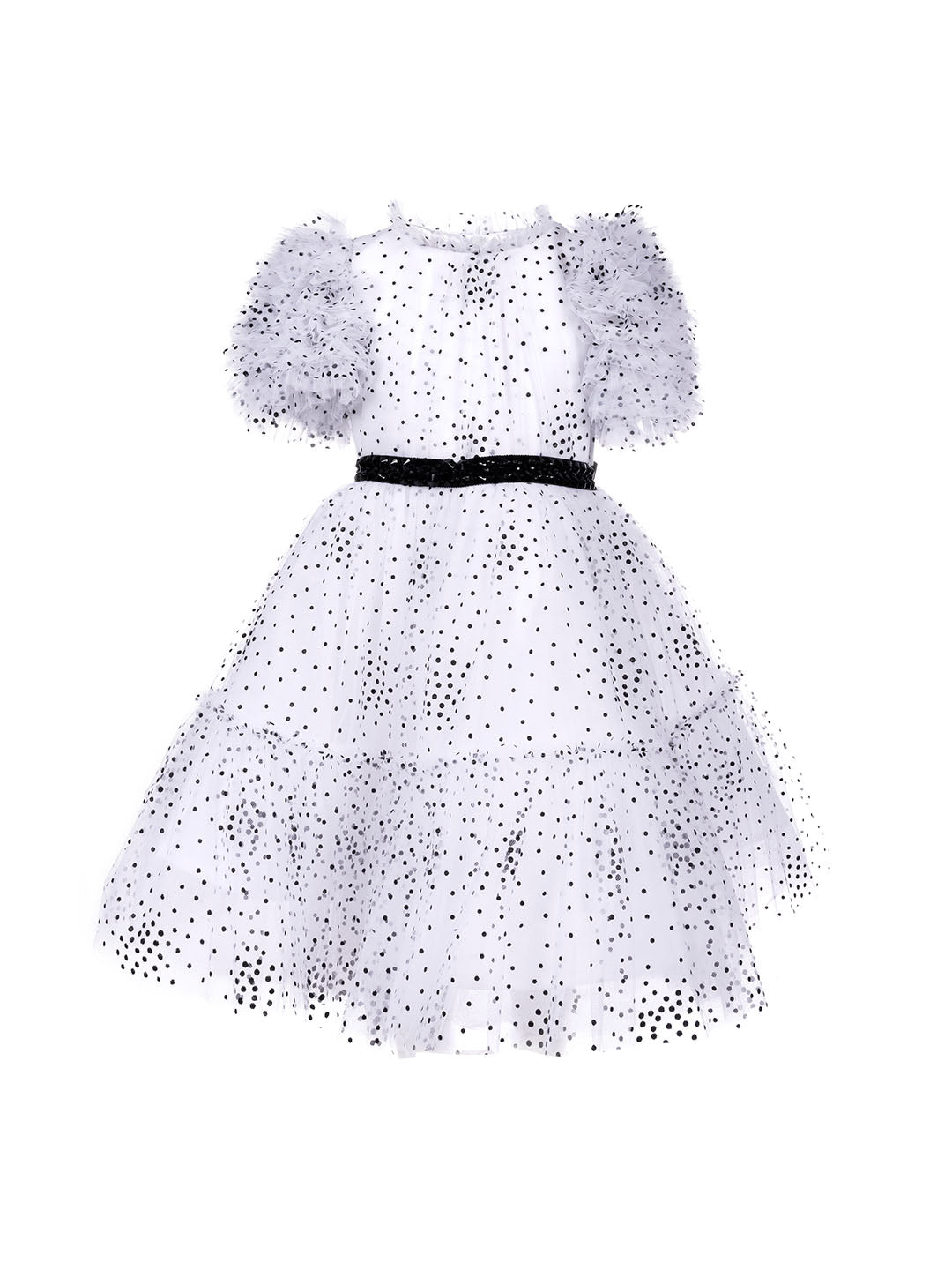 Shop Marchesa Polka Dot Tulle Dress In White/black