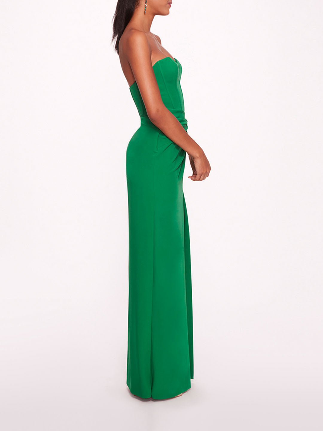 Shop Marchesa Twist Crepe Column Gown In Emerald