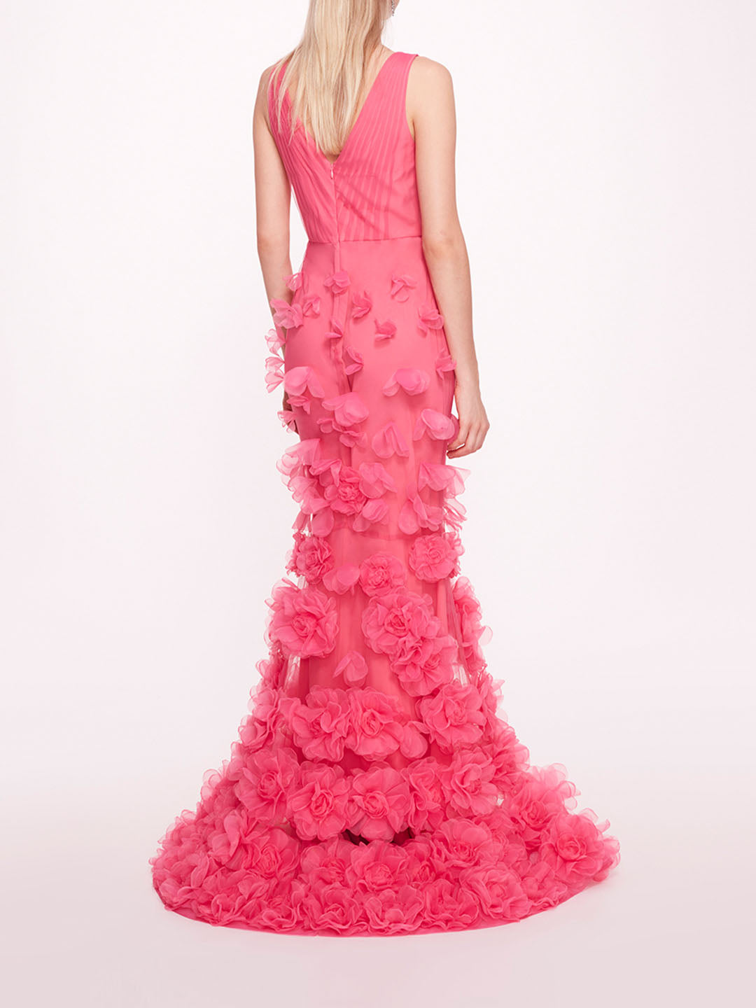 Shop Marchesa Tulle Rosette Gown In Pink