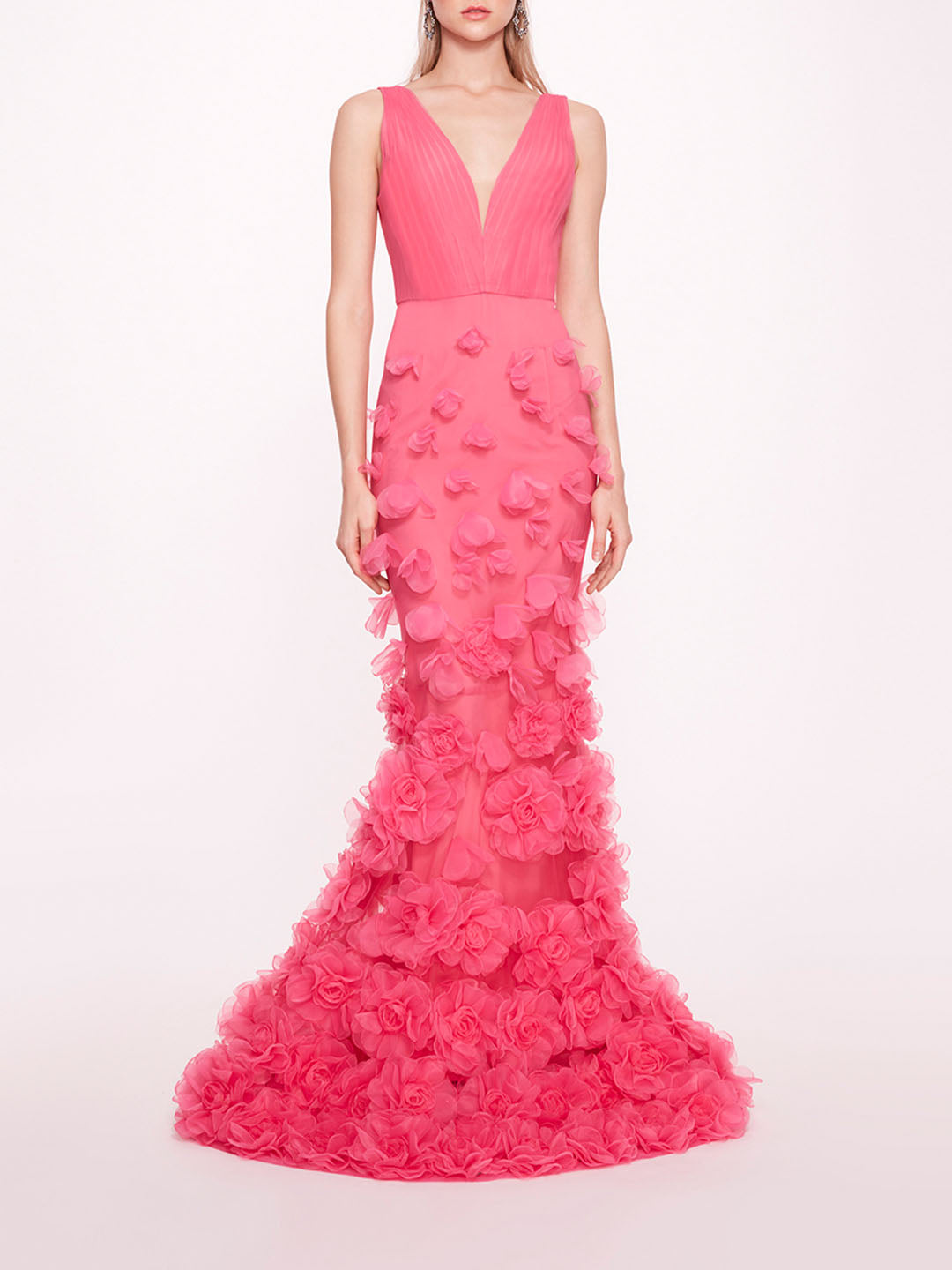 Shop Marchesa Tulle Rosette Gown In Pink