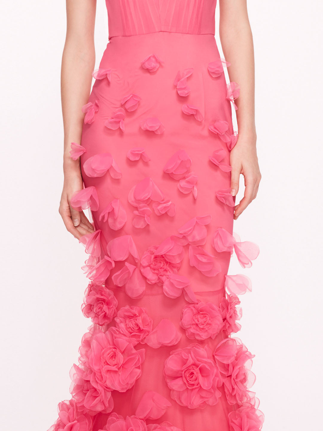 Shop Marchesa Tulle Rosette Gown In Pink