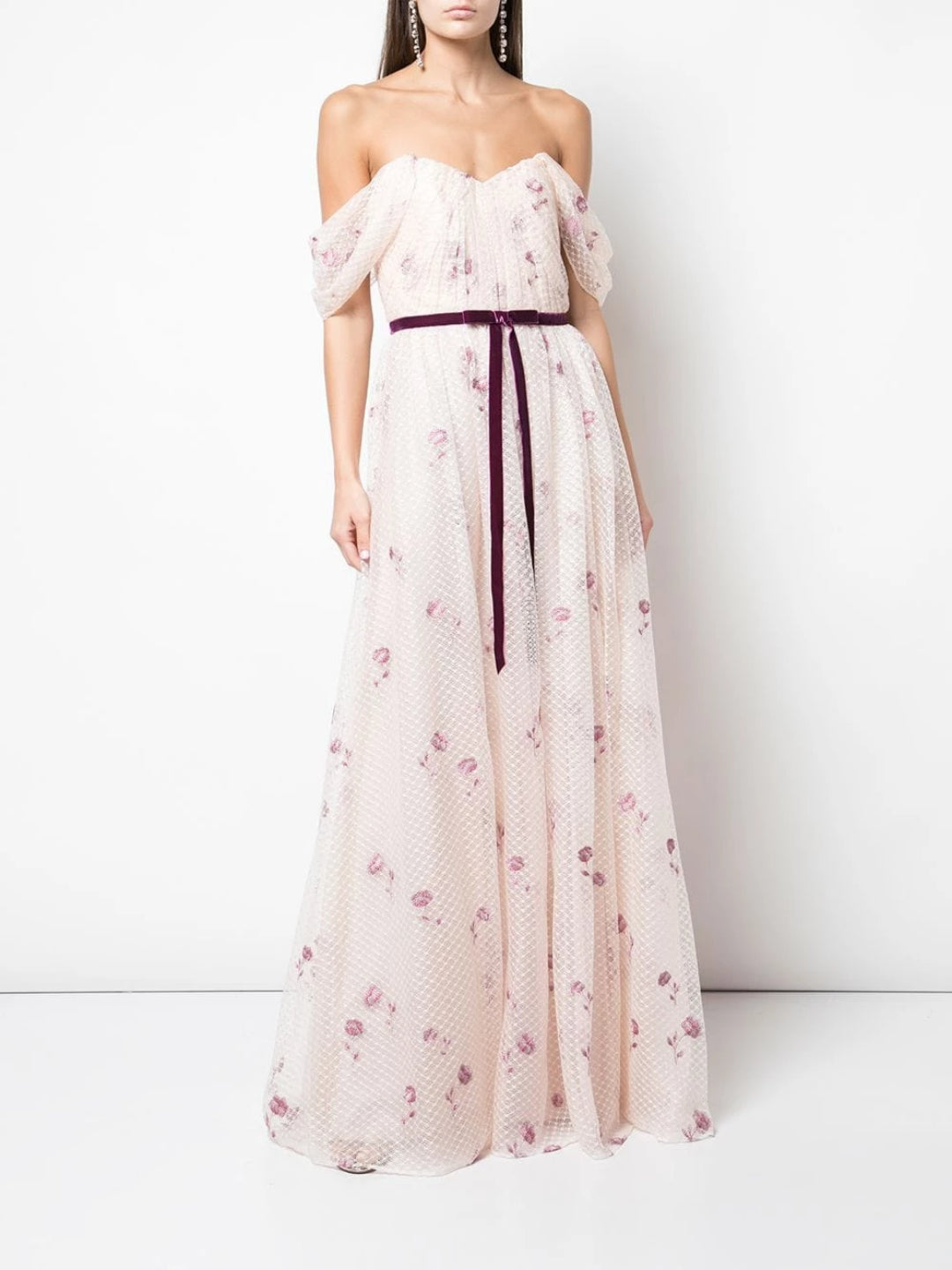 marchesa notte blush floral tulle gown