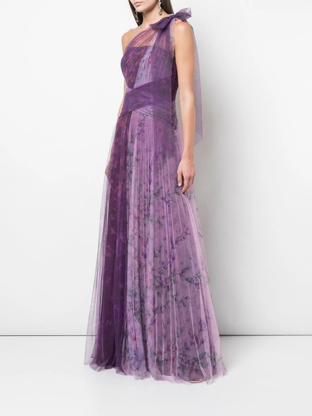 One-Shoulder Pleated Gown | Shop Marchesa Notte