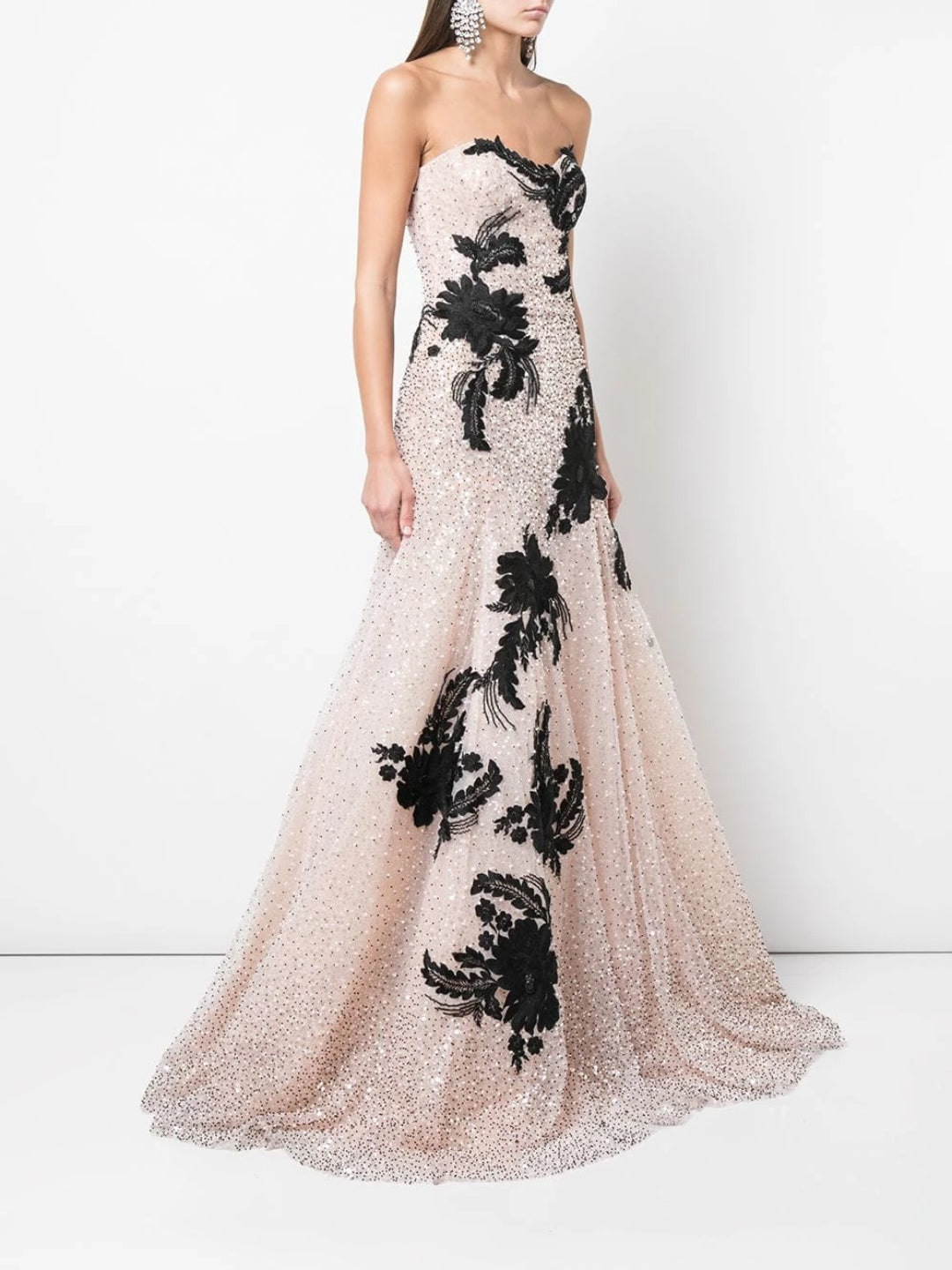 marchesa notte black and white gown