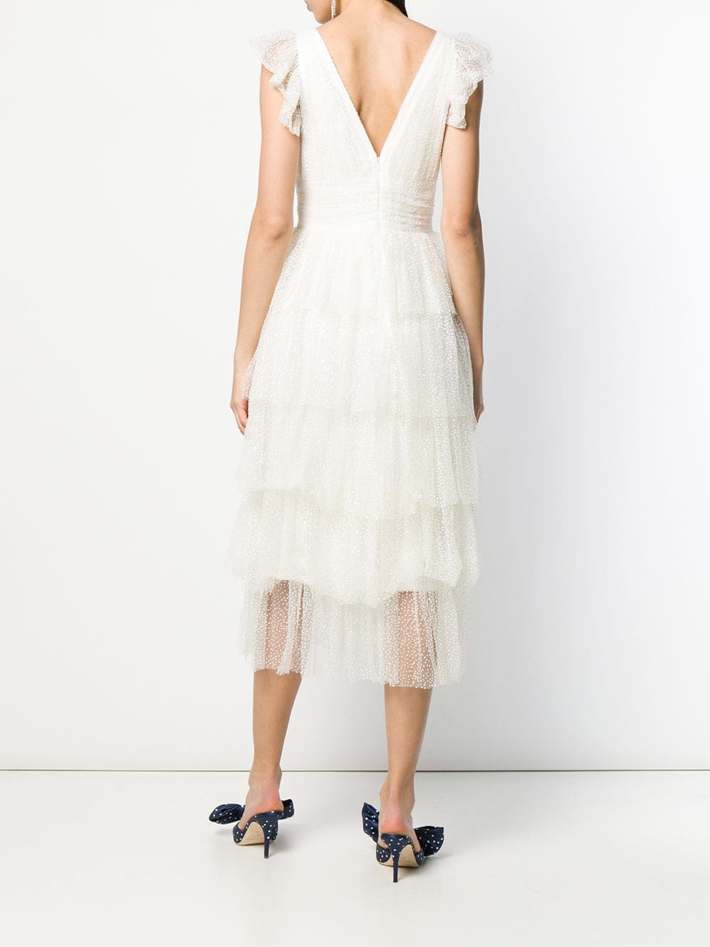 marchesa notte v neck tulle glitter gown