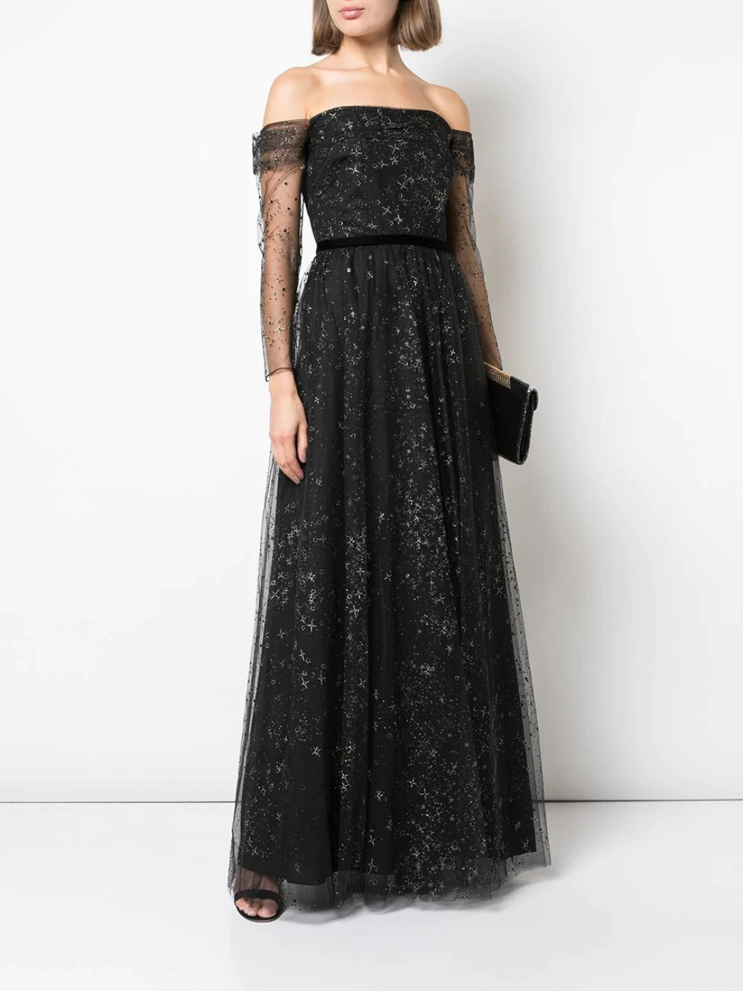 Off-the-Shoulder Glitter Tulle Gown – Marchesa