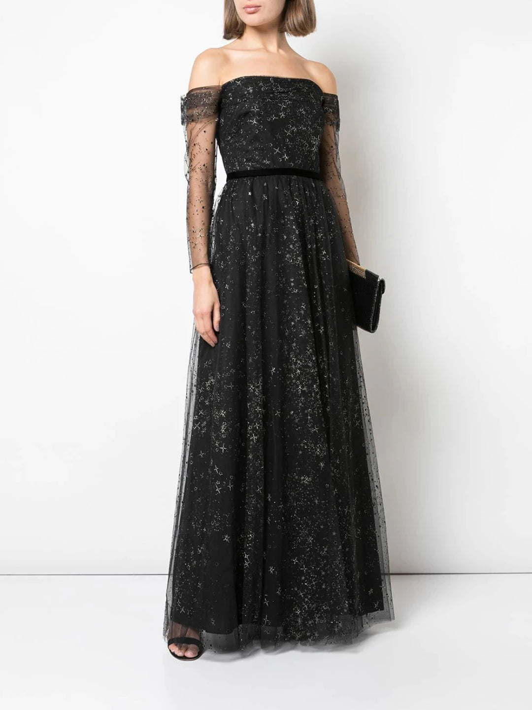 marchesa notte glitter tulle gown