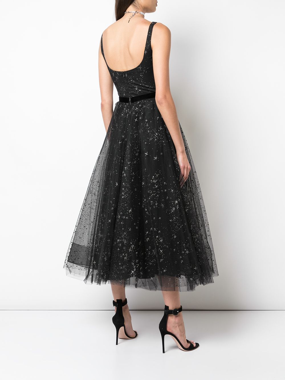 marchesa notte v neck tulle glitter gown