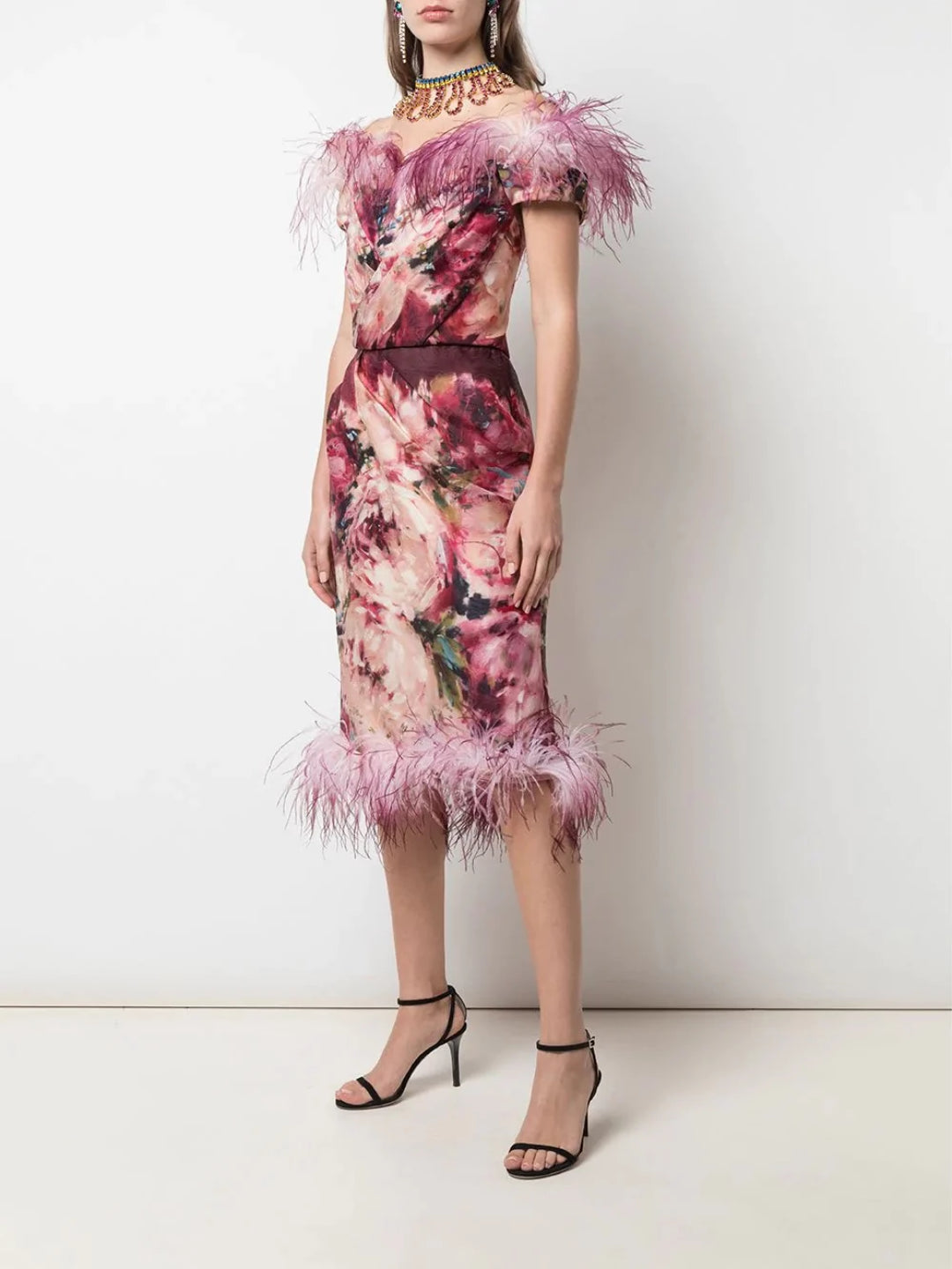Off The Shoulder Printed Cocktail – Marchesa