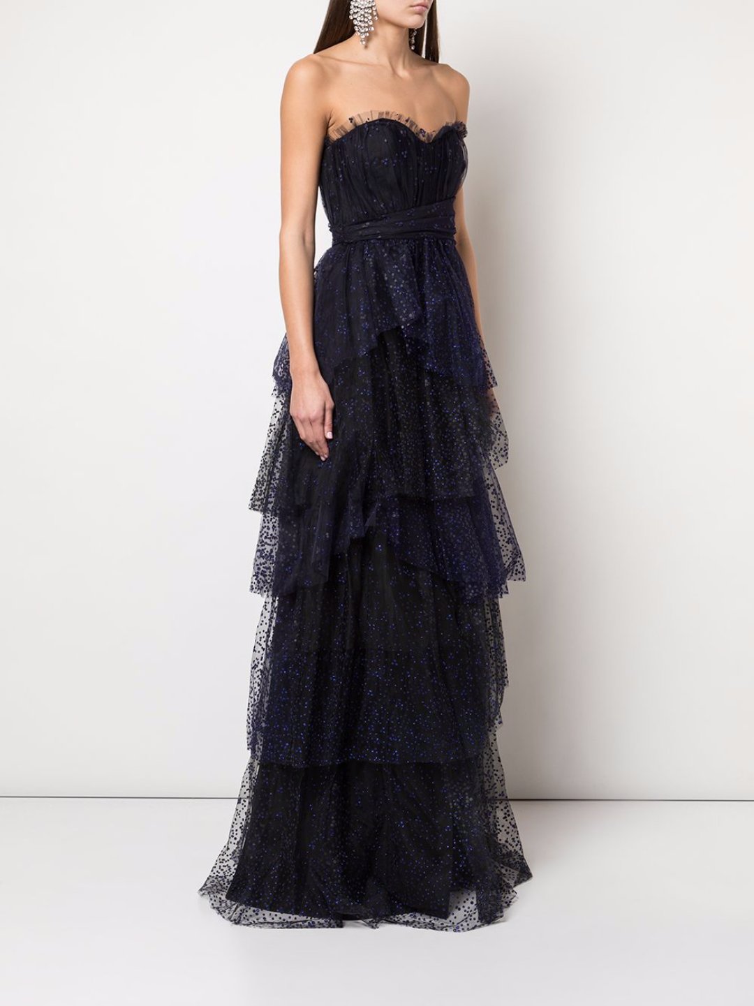 Flocked Glitter Tulle Tiered Gown – Marchesa