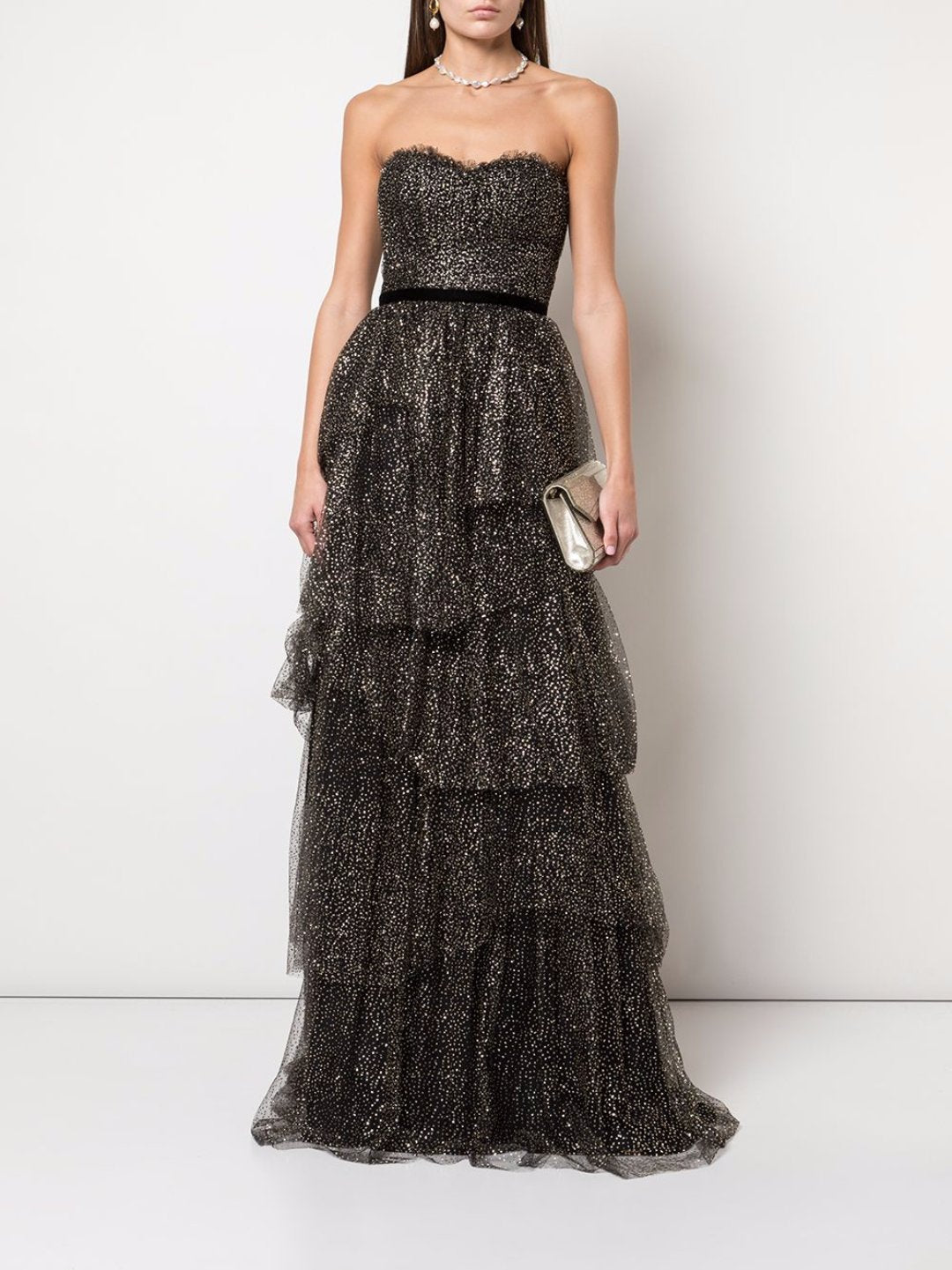 marchesa notte glitter tulle gown