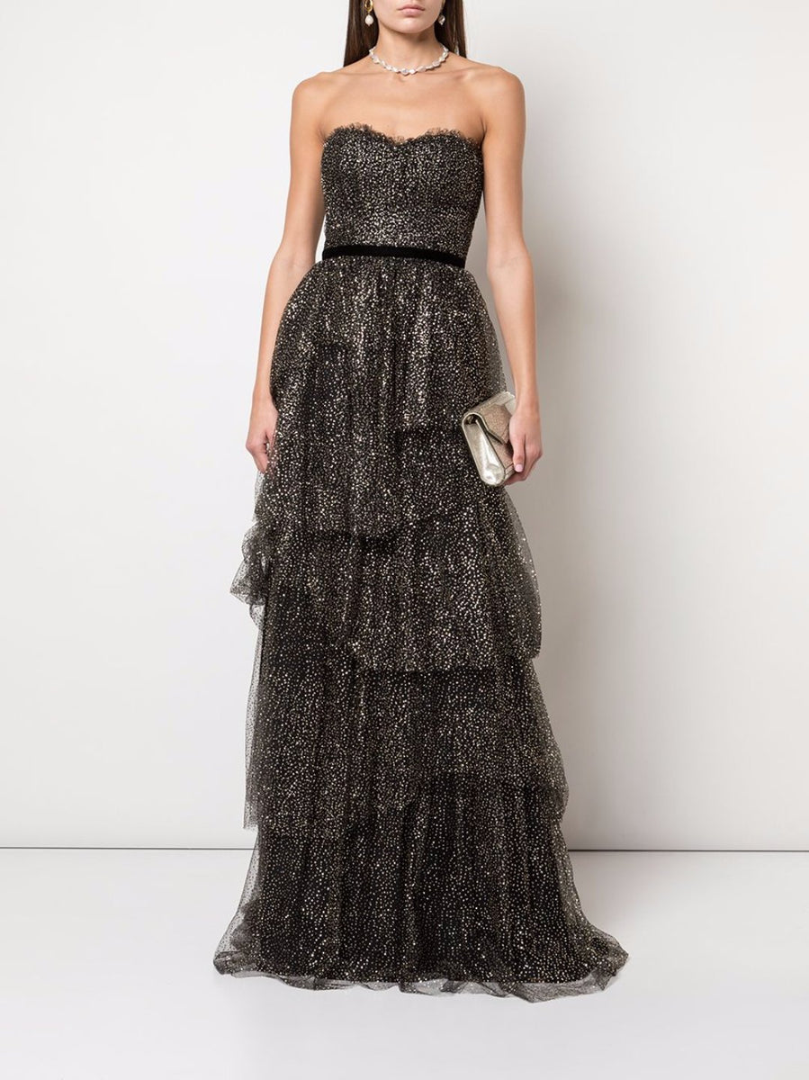 Glitter Tulle Tiered Gown – Marchesa