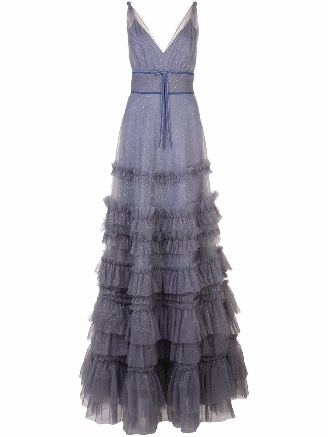 Ruffle Tiered Glitter Texture Gown – Marchesa