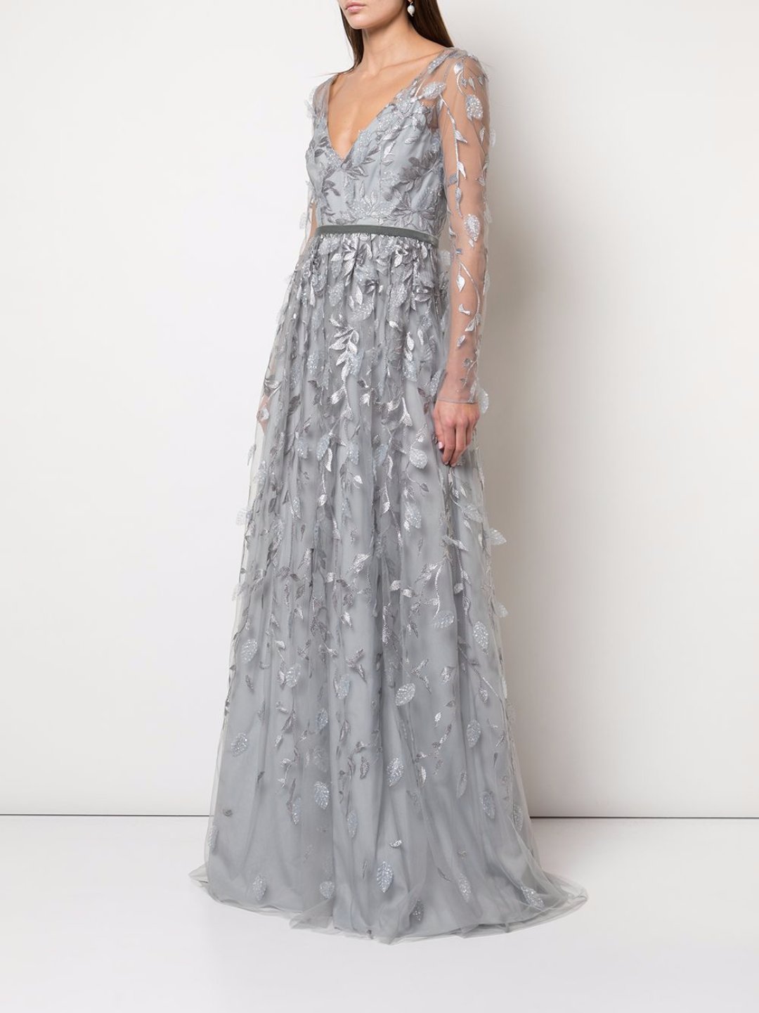 Metallic Leaf Embroidered Gown – Marchesa