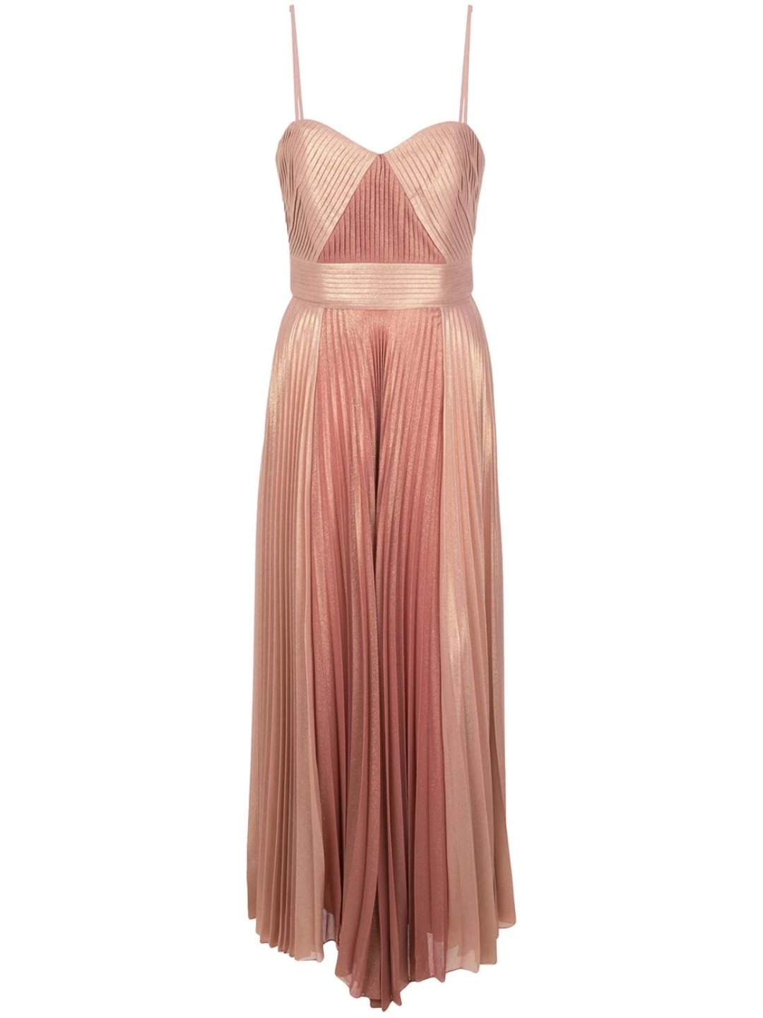 Pleated Metallic Tea Length Dress – Marchesa